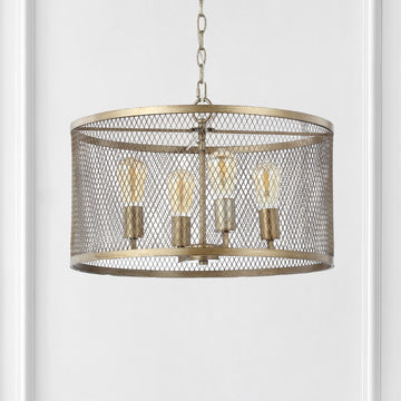 Pen 20" Iron Adjustable Industrial Mesh LED Pendant - JONATHAN Y